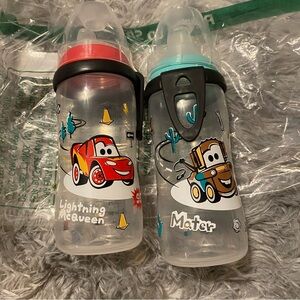 Disney Pixar CARS Kids NUK Water Bottles - Red and Blue